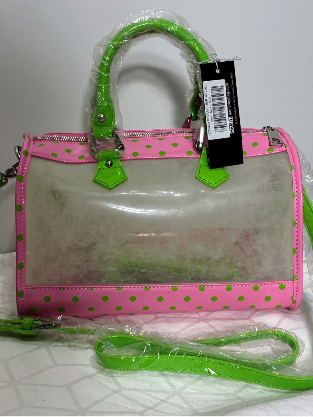 Score game day bag crossbody satchel pink lime green NWT stadium spots bag